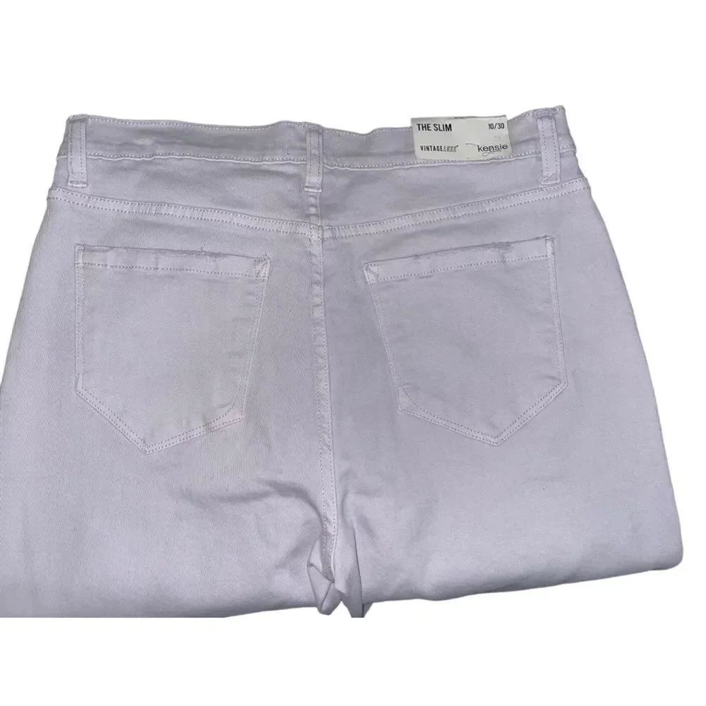 Kensie size 10/30 lilac denim slim fit with raw edge hem NWT - Picture 3 of 14